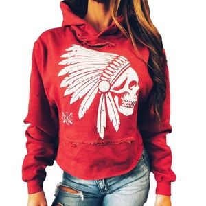 Cropped distressed hoodie